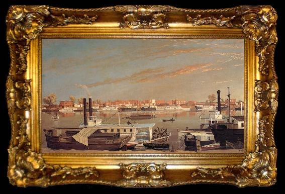 framed  George Tirrell View of Sacramento,California,From Across the Sacramento River, ta009-2